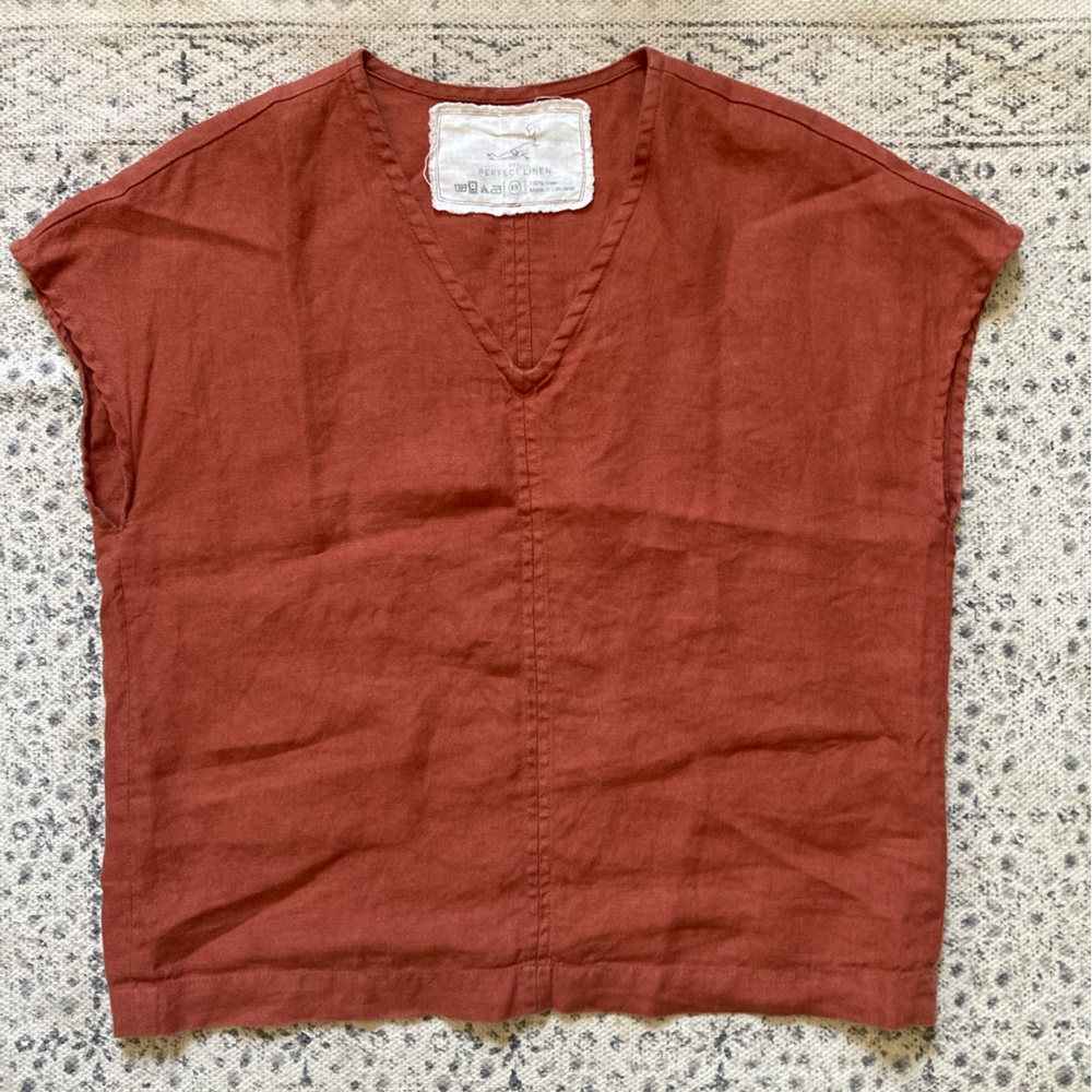 NotPerfectLinen boxy Malta top XS redwood